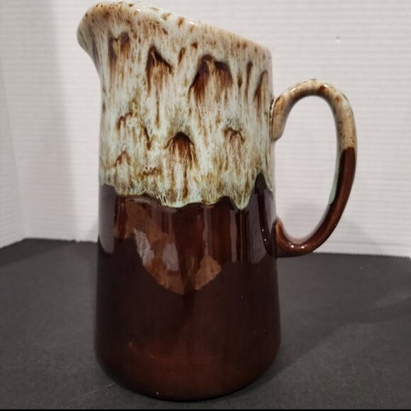 VTG Canonsburg Pottery 9.5” Brown Drip Glazed 2-Quart Water Pitcher w/Ice Lip - Picture 3 of 11